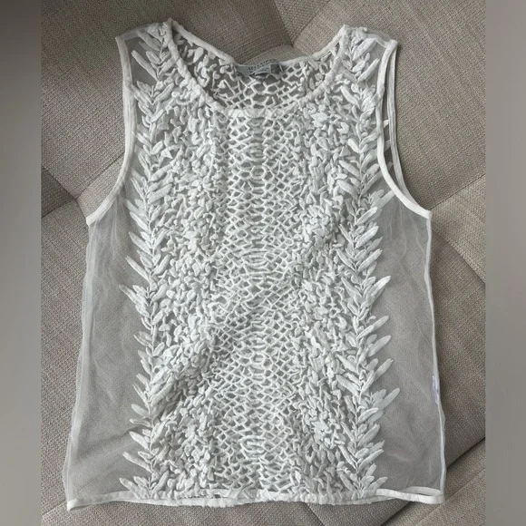 All Saints Sheer Embroidered Top Size US 2 - Picture 3 of 4